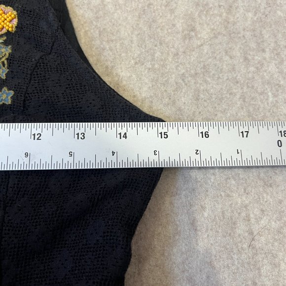 Free People Dress Size 2 Embroidery Insert Lace Up Black High Low Beaded Boho - Picture 10 of 13